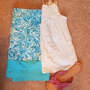 Blue patterned skirt